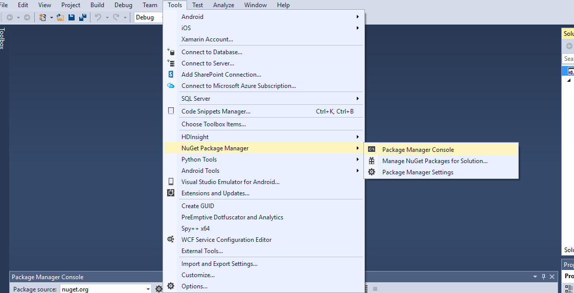 Как открыть package manager console visual studio 2019