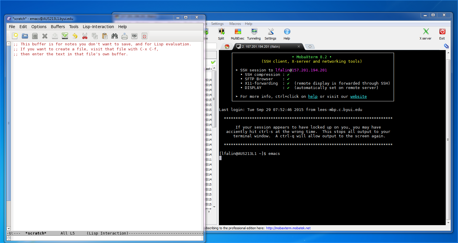 Mobaxterm Emacs Window